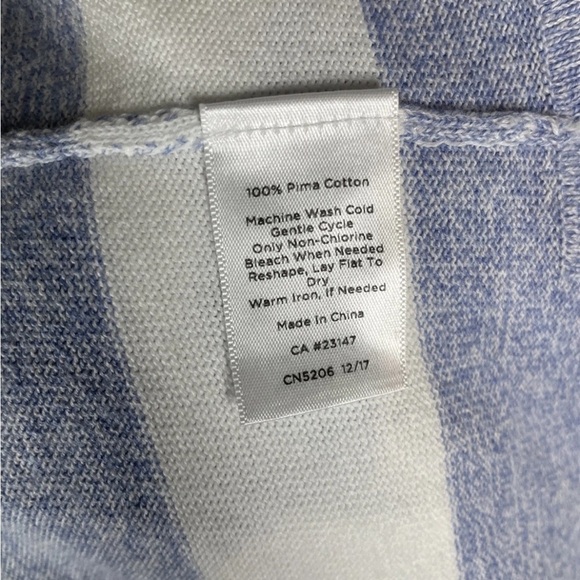 Talbots Blue White 3/4 Sleeve Pima Cotton Duster Cardigan Sweater Size XL petite - Picture 6 of 6